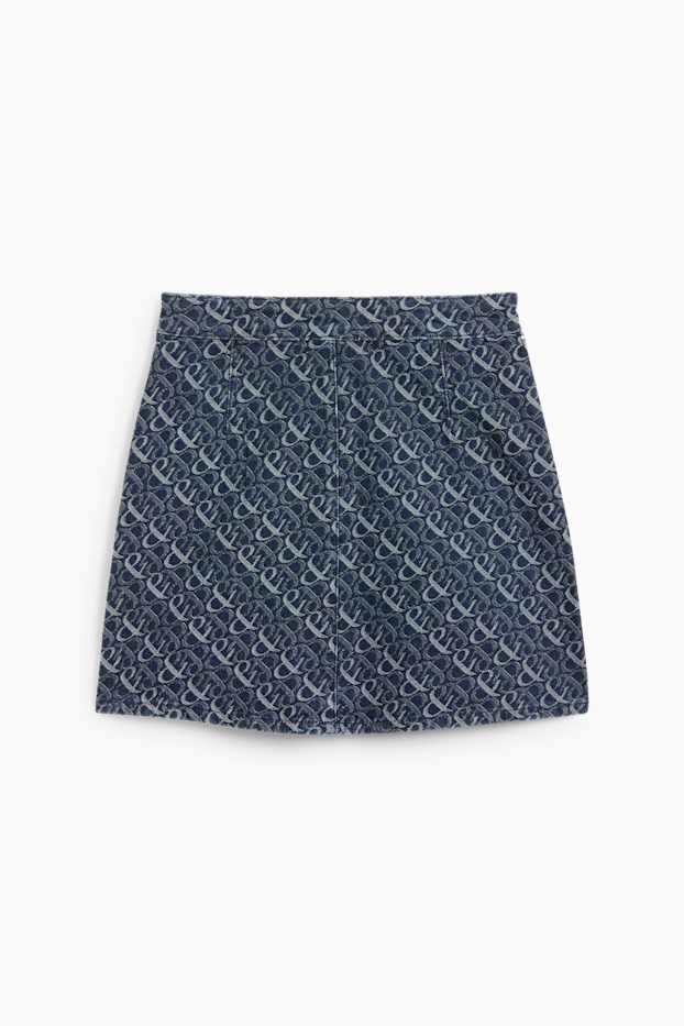 Dames - Denim minirok - met patroon - jeansdonkerblauw