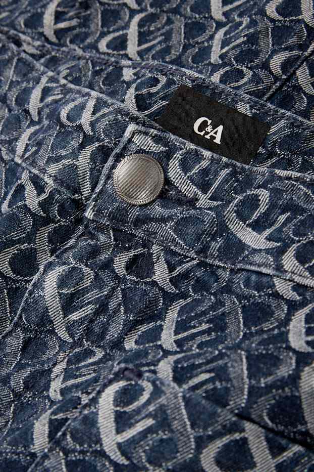 Dames - Denim minirok - met patroon - jeansdonkerblauw