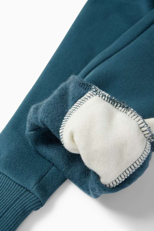 Copii - Băieți - Urs - set - bluză de molton și pantaloni de trening - 2 piese - petrol