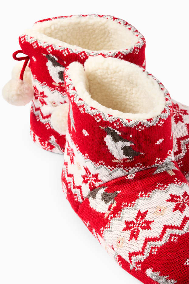 Dona - Sabatilles nadalenques d’estar per casa - estampades - vermell fosc