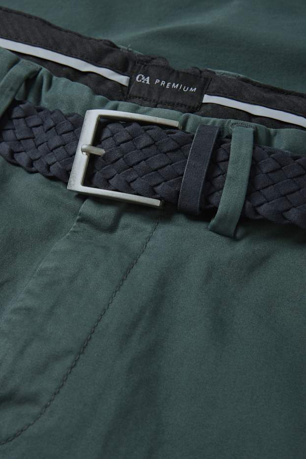 Bărbați - Chino cu curea - regular fit - verde închis