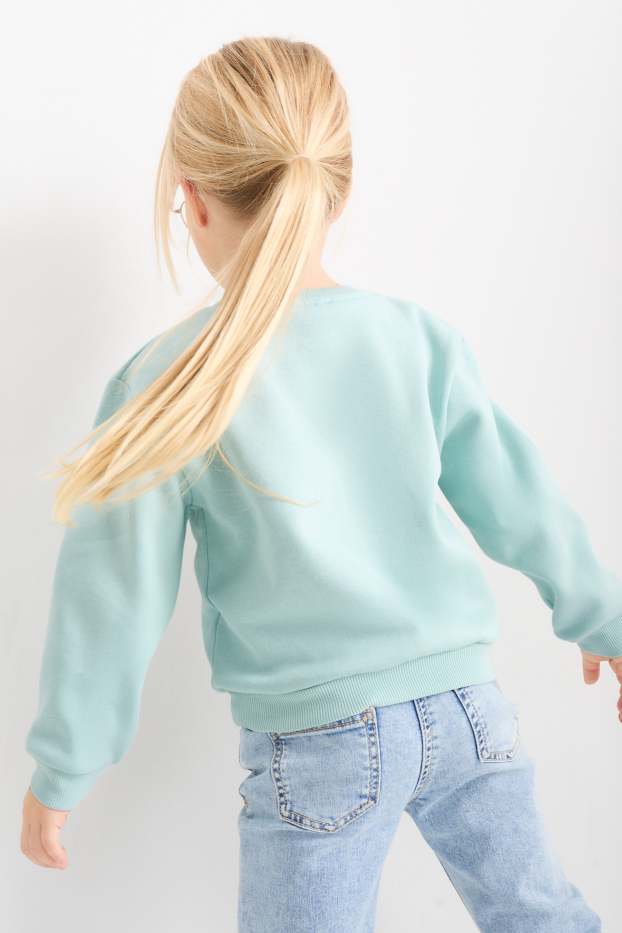 Niños: niñas - Pack de 2 - gato y corazones - sudaderas - turquesa