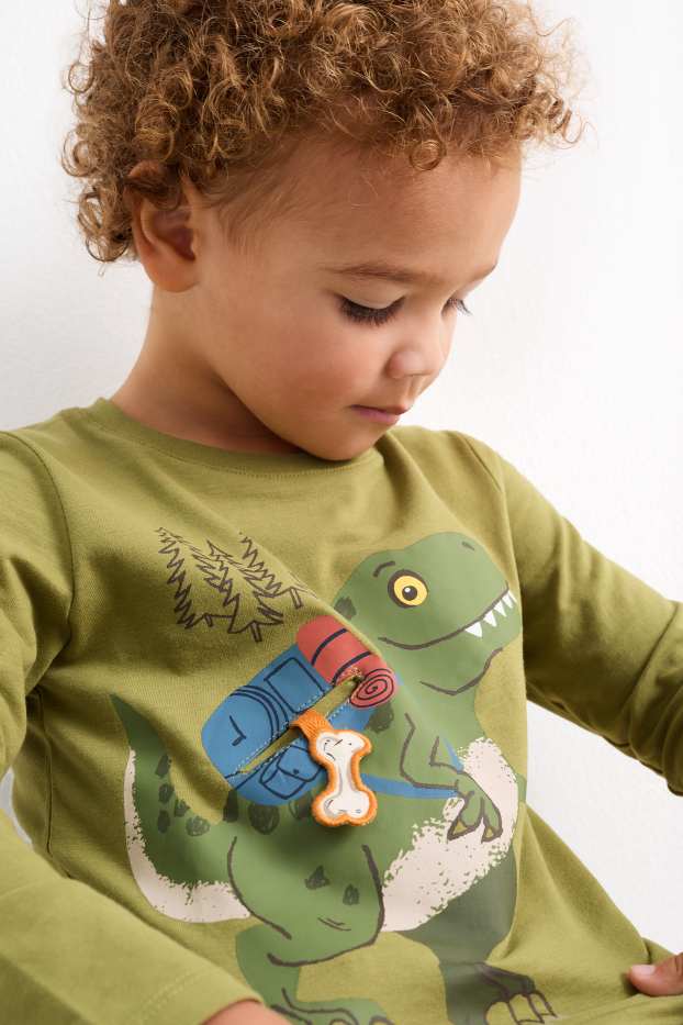Bambini - Confezione da 3 - dinosauri - maglia a maniche lunghe - verde
