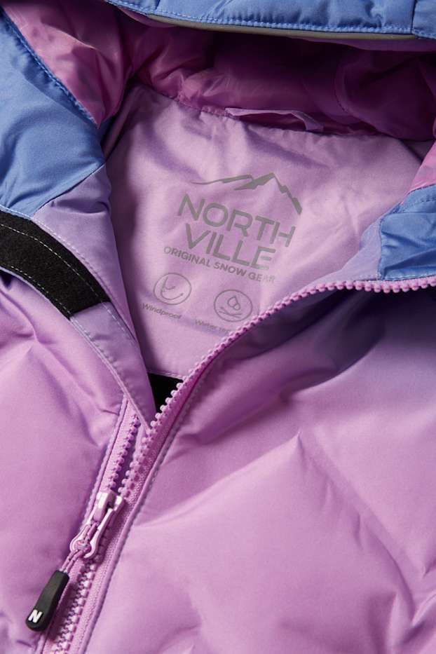 Enfants filles - Veste de ski à capuche - finition déperlante - rose