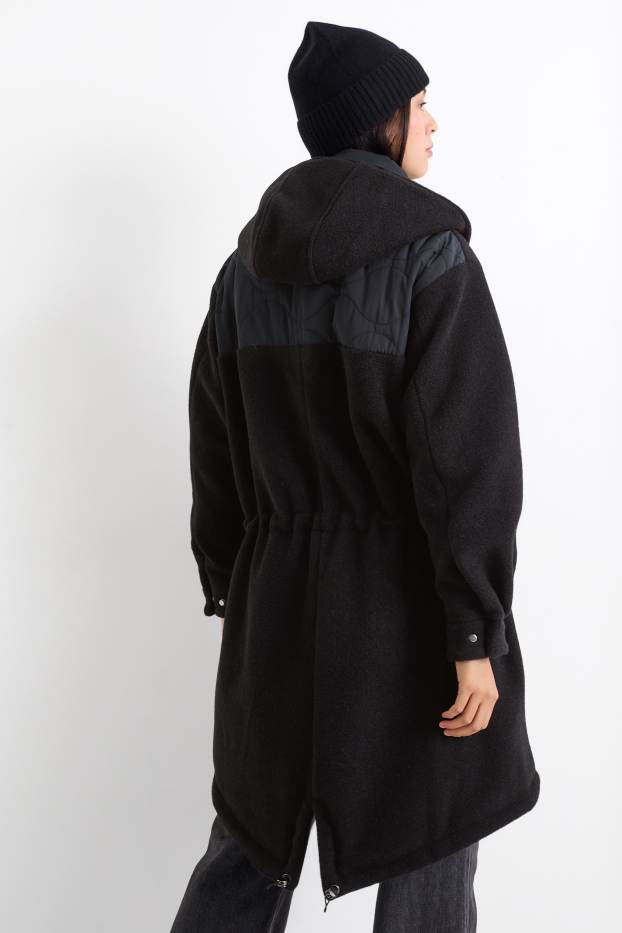 Damen - Parka mit Kapuze - schwarz