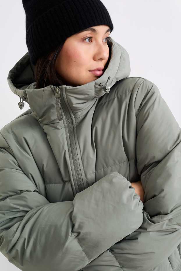 Dona - Jaqueta embuatada amb caputxa - impermeable - gris