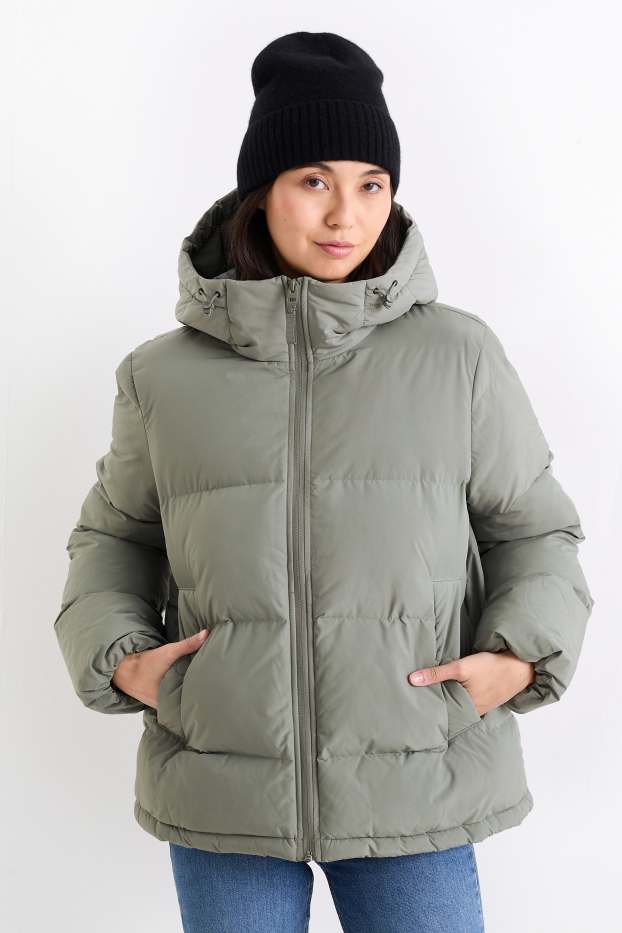 Dona - Jaqueta embuatada amb caputxa - impermeable - gris