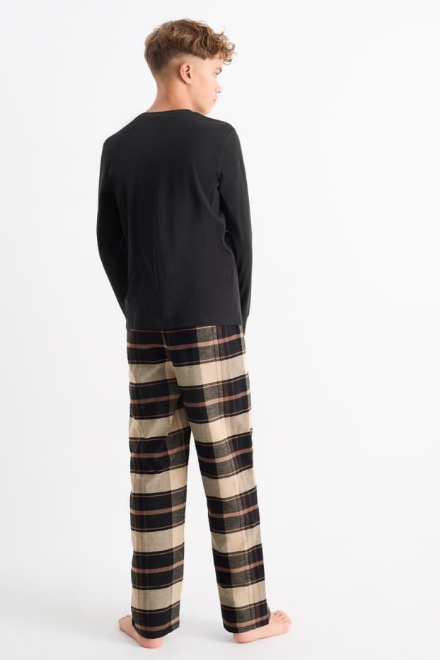 Copii - Băieți - Gaming - pijama cu pantaloni din flanel - negru
