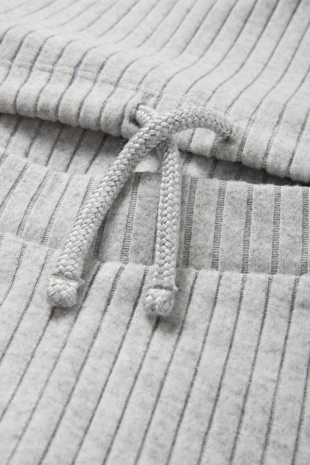 Enfants filles - Ensemble - pull à capuche et legging en maille - côtelés - gris