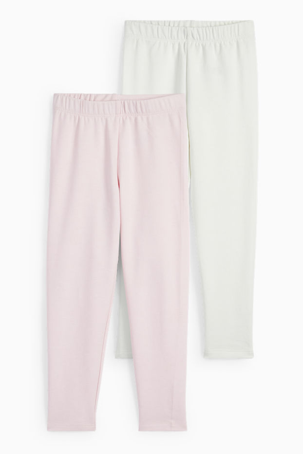Enfants filles - Lot de 2 - leggings chauds - rose