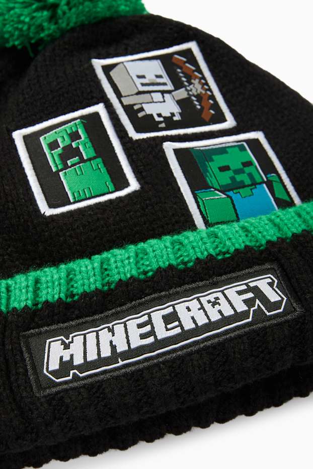 Kinderen: jongens - Minecraft - muts met pompon - zwart