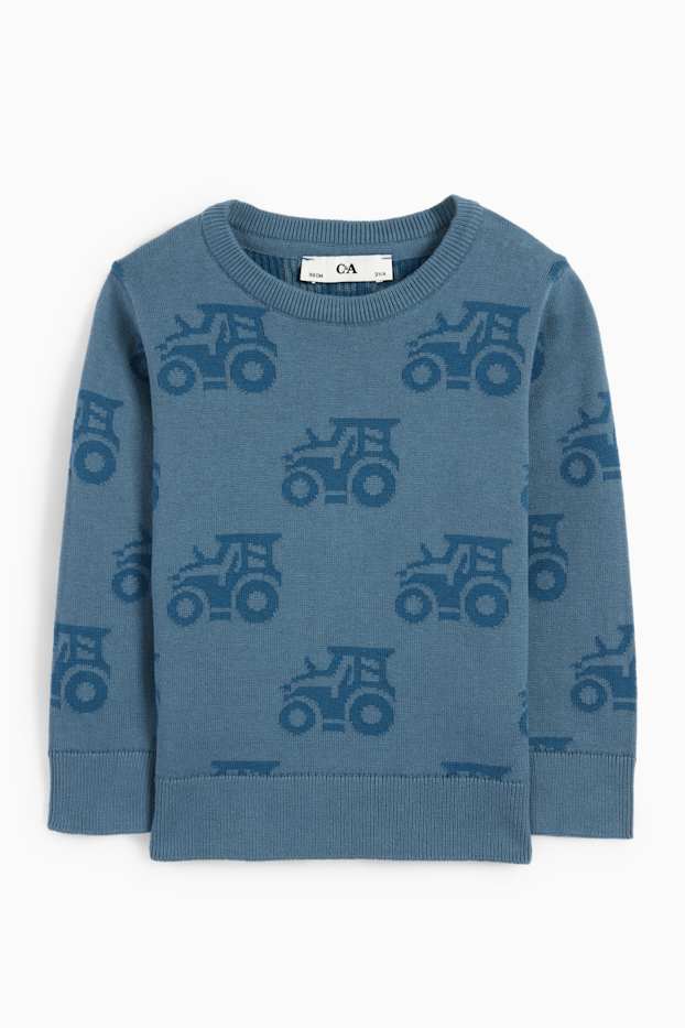 Kinderen: jongens - Tractor - trui - donkerblauw