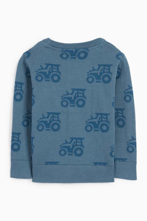 Kinderen: jongens - Tractor - trui - donkerblauw