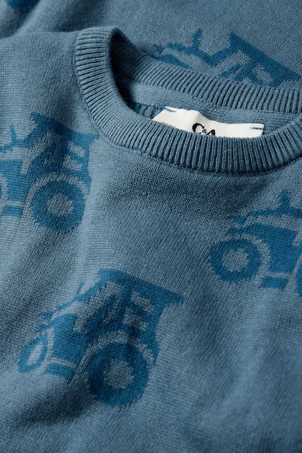 Kinderen: jongens - Tractor - trui - donkerblauw