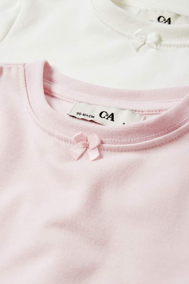 Enfants filles - Lot de 2 - hauts chauds à manches longues - rose