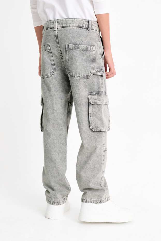 Kinderen: jongens - Cargo jeans - thermojeans - jeanslichtgrijs