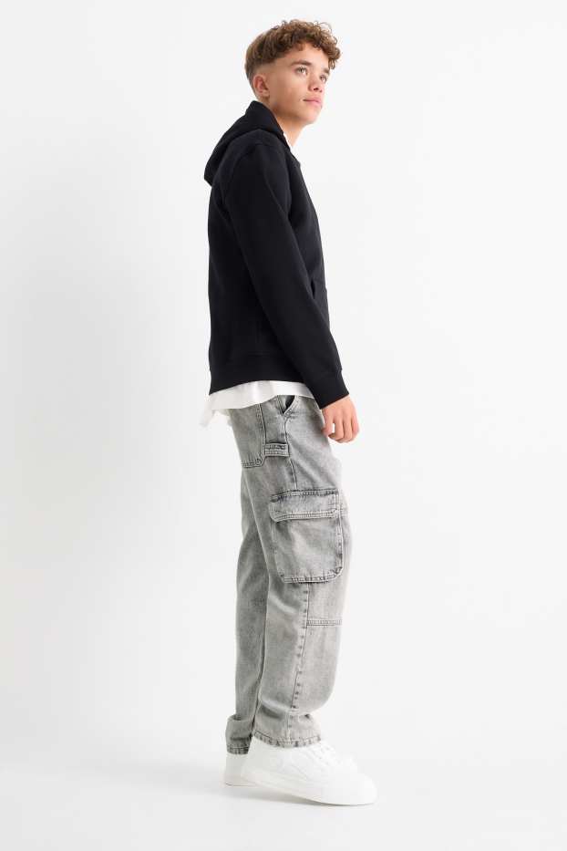 Kinderen: jongens - Cargo jeans - thermojeans - jeanslichtgrijs