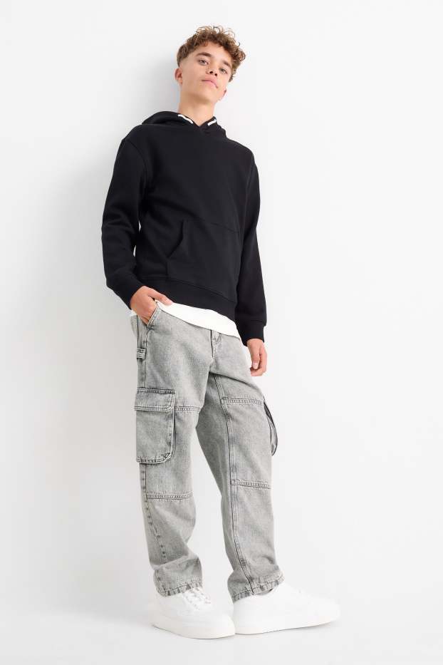 Kinderen: jongens - Cargo jeans - thermojeans - jeanslichtgrijs