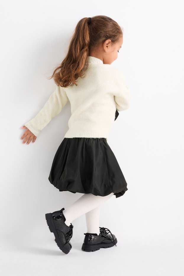 Kinder Mädchen - Schleife - Set - Pullover, Rock und Strumpfhose - 3 teilig - schwarz