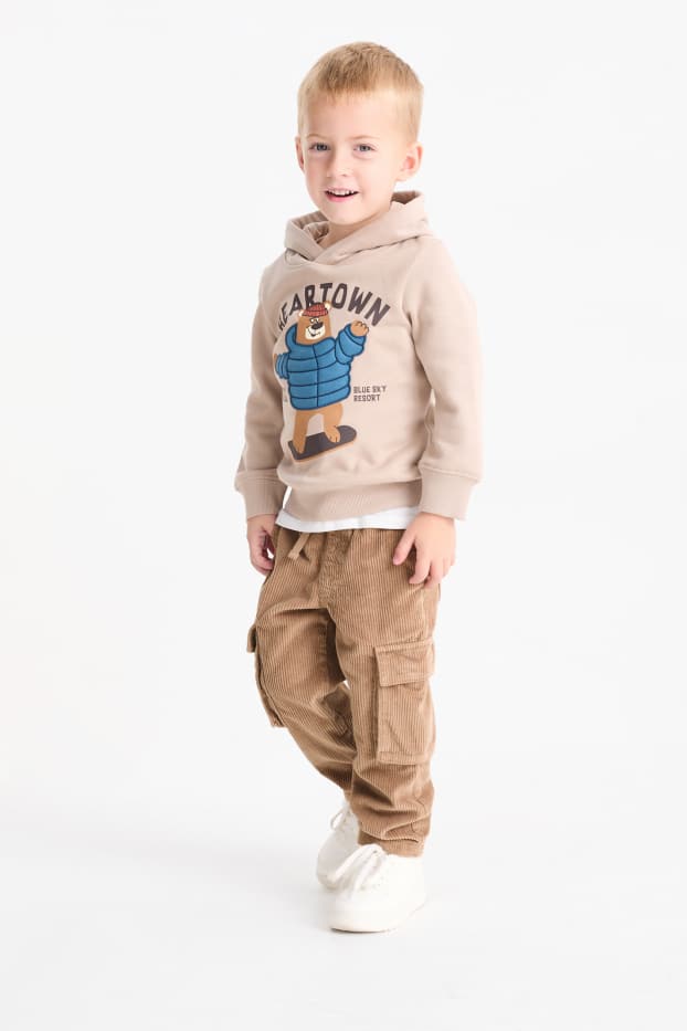 Bambini - Pantaloni cargo in velluto a coste - pantaloni termici - marrone chiaro