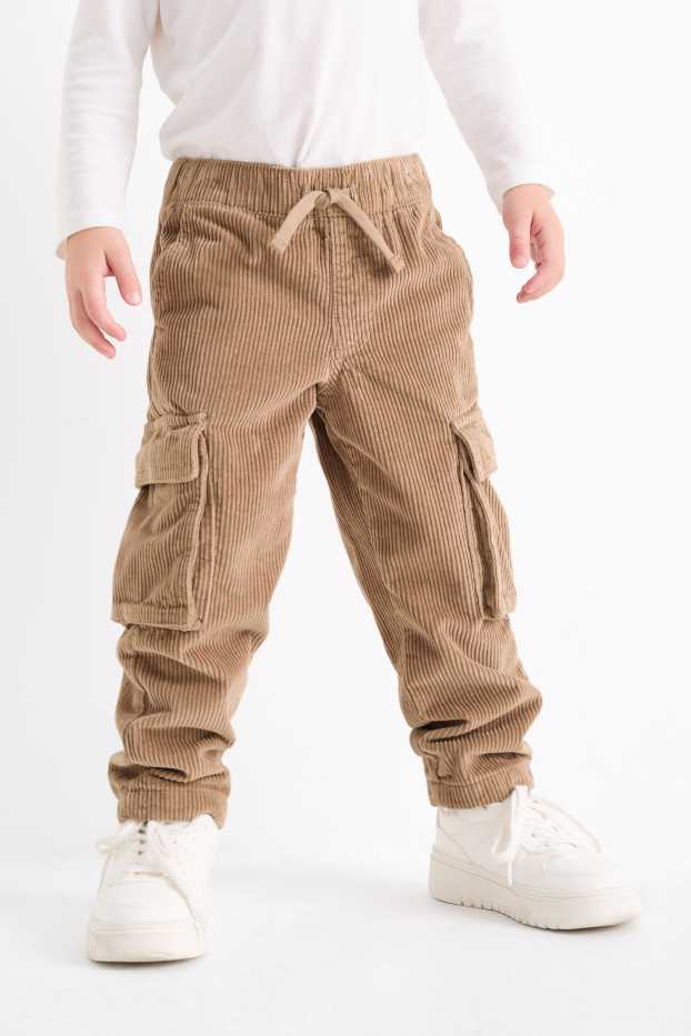 Bambini - Pantaloni cargo in velluto a coste - pantaloni termici - marrone chiaro