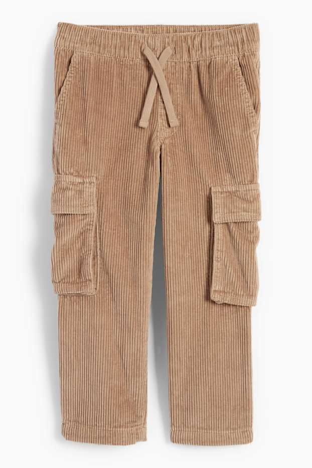 Bambini - Pantaloni cargo in velluto a coste - pantaloni termici - marrone chiaro