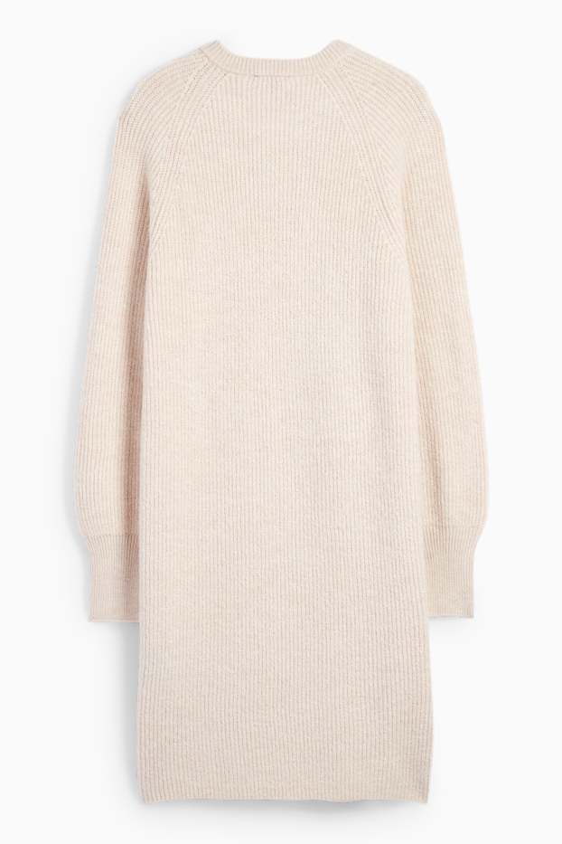 Mujer - Vestido de punto - de canalé - beige claro