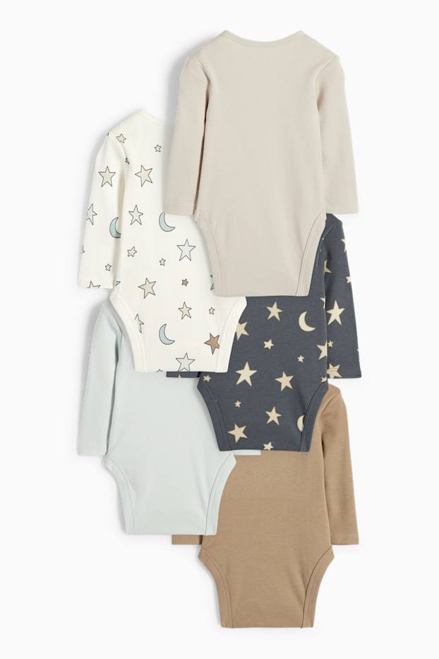 Unisexe - Lot de 5 - lune et étoiles - bodys bébé - beige