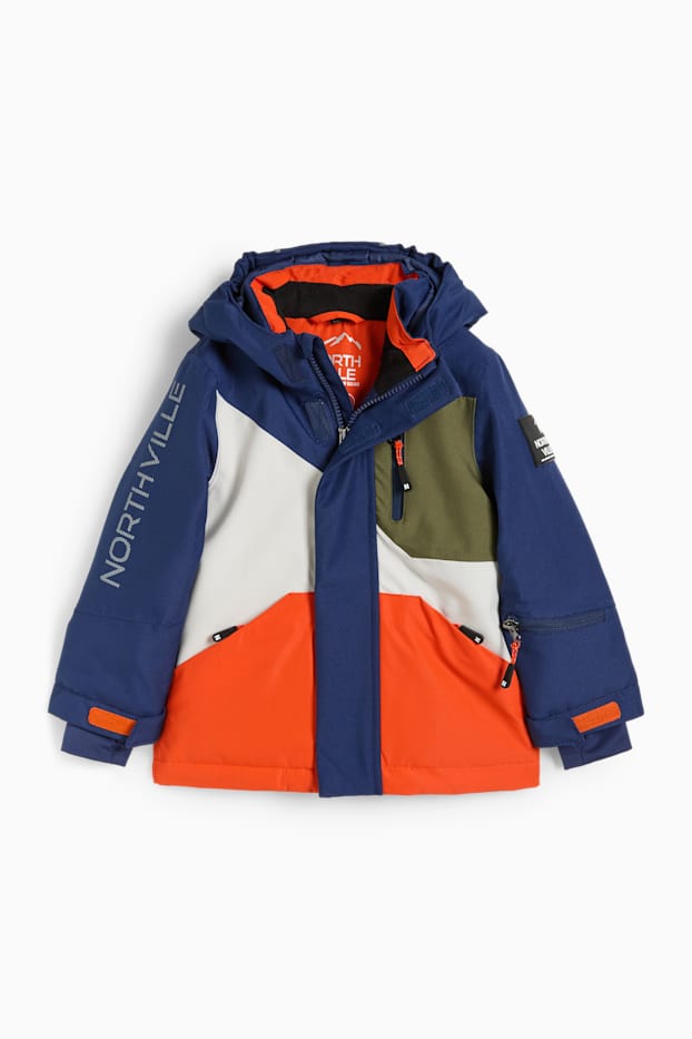 Děti - chlapci - Lyžařská bunda s kapucí - vodotěsná - tmavomodrá