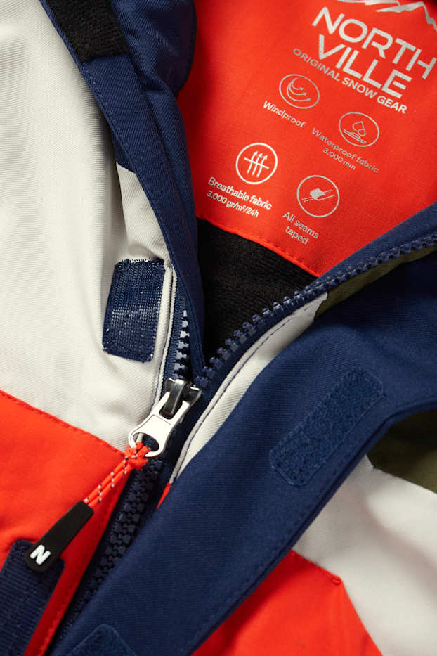 Děti - chlapci - Lyžařská bunda s kapucí - vodotěsná - tmavomodrá