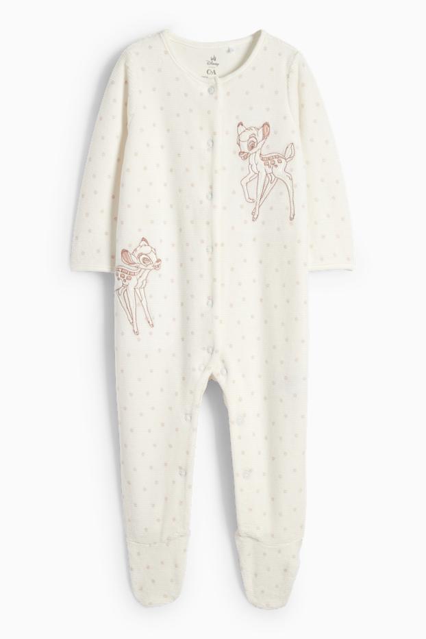Bébés filles - Bambi - pyjama bébé - côtelé - à pois - blanc