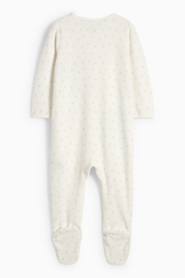 Bébés filles - Bambi - pyjama bébé - côtelé - à pois - blanc