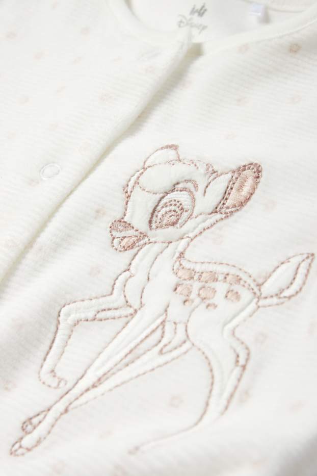 Bébés filles - Bambi - pyjama bébé - côtelé - à pois - blanc