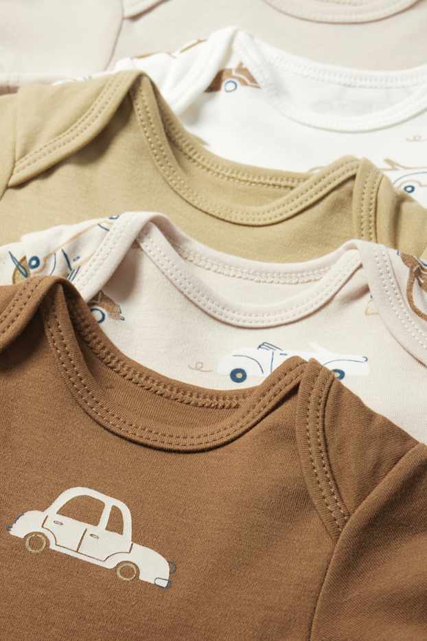 Neonati - Confezione da 5 - veicoli - body per neonati - grigio-marrone