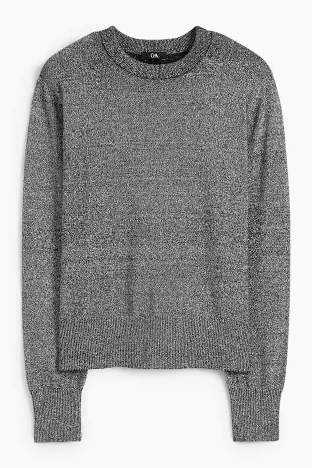 Femmes - Pull à fine maille - brillant - gris