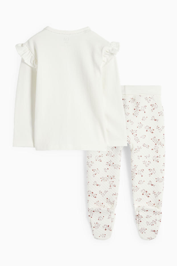 Nadó nena - Floretes - pijama per a nadó - 2 peces - blanc trencat