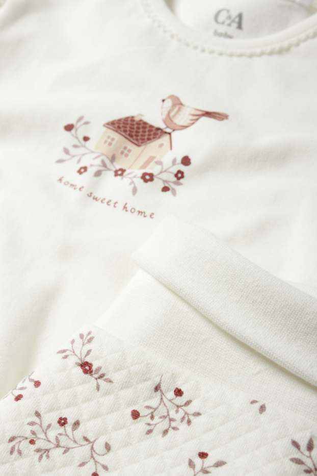 Nadó nena - Floretes - pijama per a nadó - 2 peces - blanc trencat