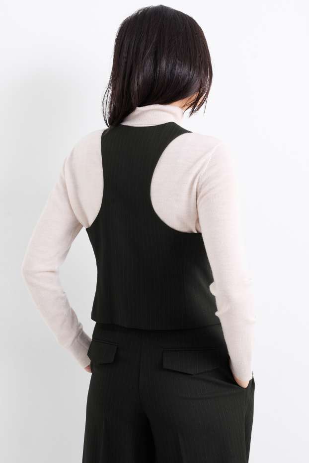 Femmes - Gilet sans manches - fines rayures - noir