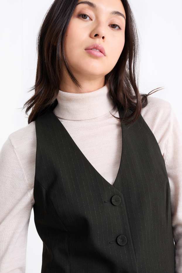 Femmes - Gilet sans manches - fines rayures - noir