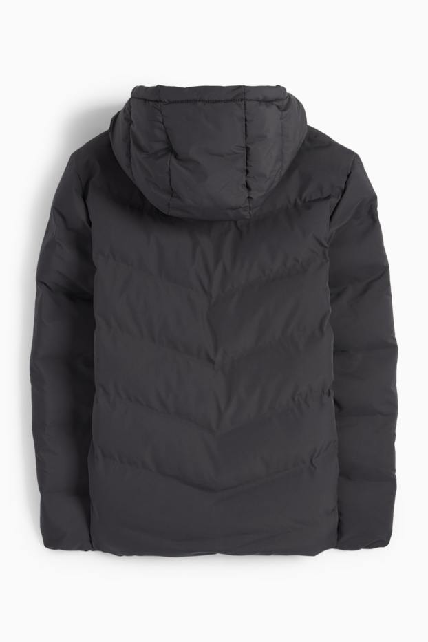 Niños: niños - Chaqueta acolchada con capucha - hidrófuga - negro