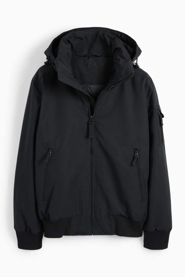 Uomo - Giaccone con cappuccio - idrorepellente - nero