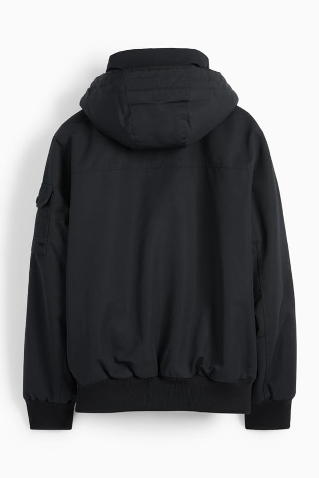 Uomo - Giaccone con cappuccio - idrorepellente - nero