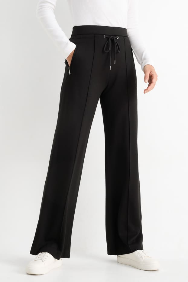 Femei - Pantaloni din jerseu - talie medie - straight fit - negru