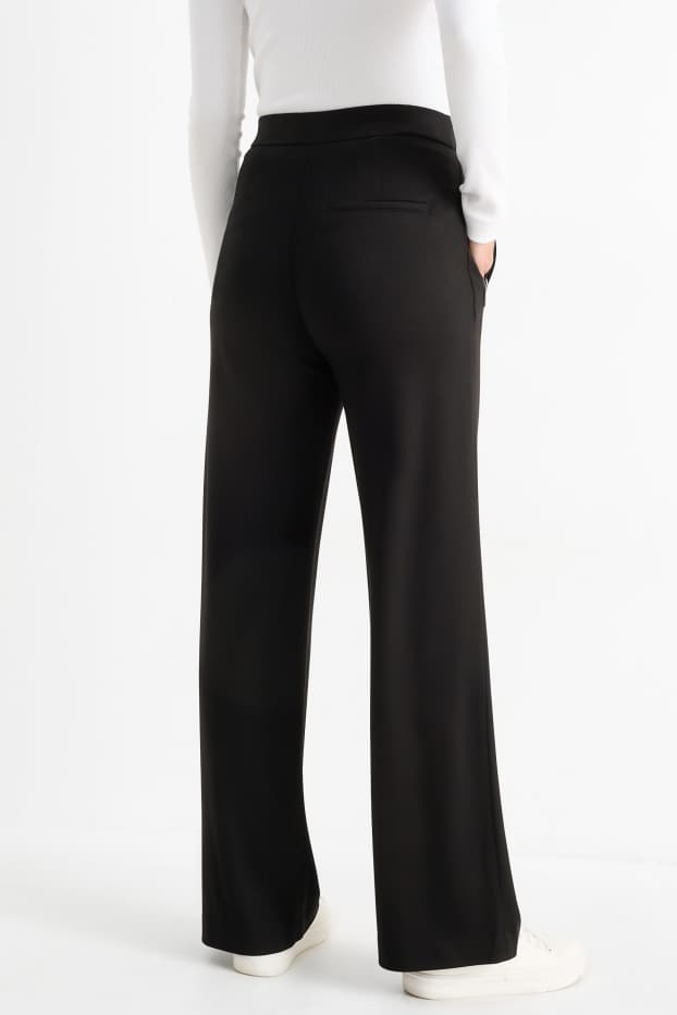 Femei - Pantaloni din jerseu - talie medie - straight fit - negru