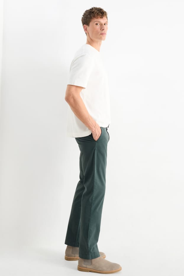Bărbați - Chino cu curea - regular fit - verde închis