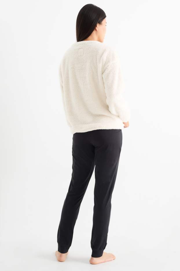 Damen - Winter-Pyjama - Micky Maus - hellbeige