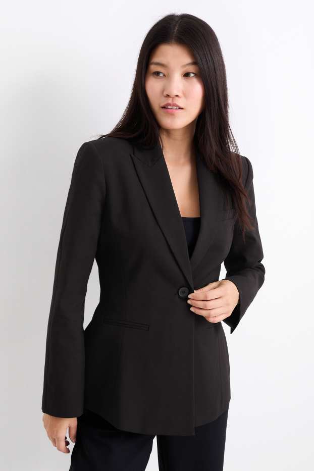Damen - Business-Blazer - tailliert - schwarz