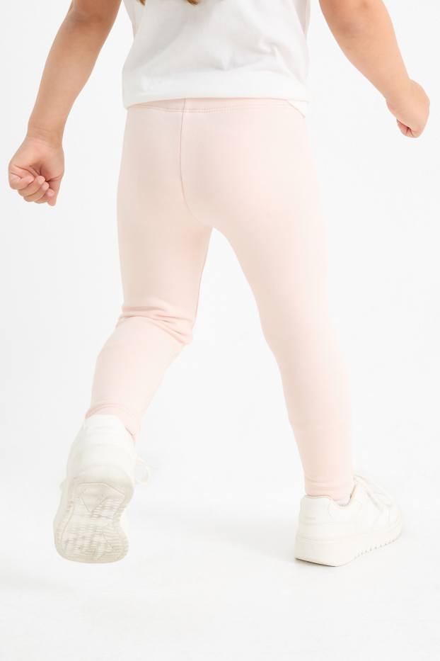 Enfants filles - Lot de 2 - ballerines et étoiles - leggings chauds - noir / rose