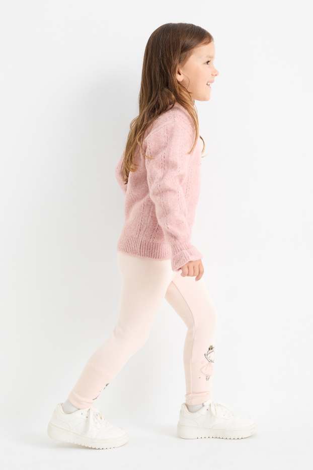Enfants filles - Lot de 2 - ballerines et étoiles - leggings chauds - noir / rose