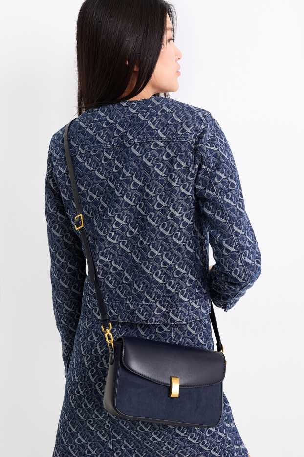 Damen - Schultertasche mit abnehmbarem Taschengurt - Lederimitat - dunkelblau